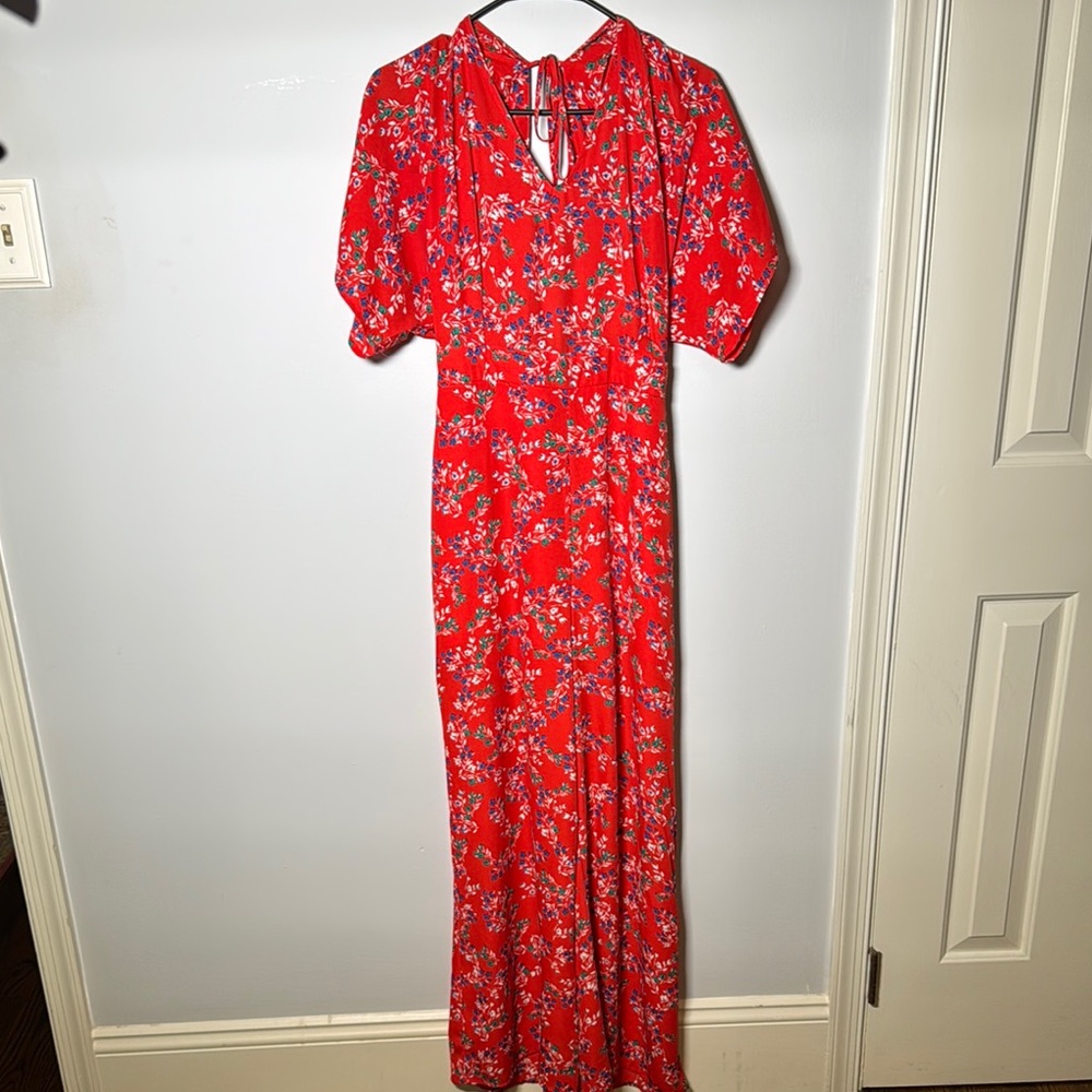 Miami Red Jumpsuit with an Open Back and V-Neckline